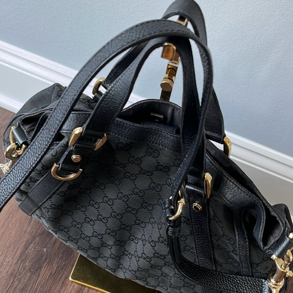 Gucci Black Monogram Hobo Bag with Gold Hardware - Picture 7 of 16